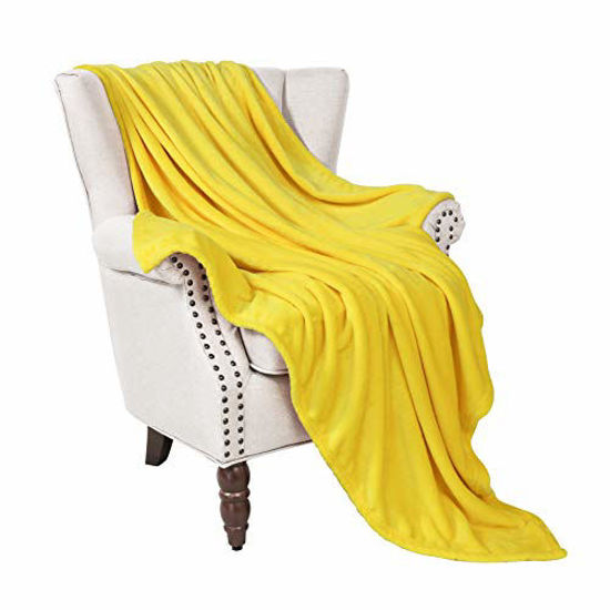 Picture of Exclusivo Mezcla Flannel Fleece Velvet Plush Soft Throw Blanket - 50" x 60" ( Yellow)