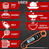 Picture of KULUNER TP-01 Waterproof Digital Instant Read Meat Thermometer with 4.6 Folding Probe Backlight & Calibration Function for Cooking Food Candy, BBQ Grill, Liquids,Beef(Orange)