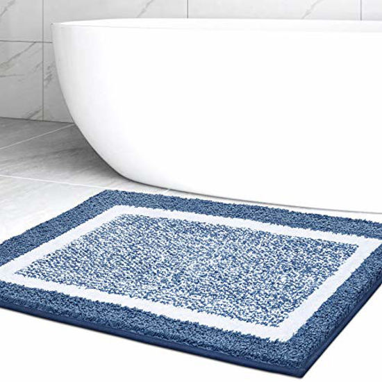  Color&Geometry White Bathroom Rugs - Absorbent, Non