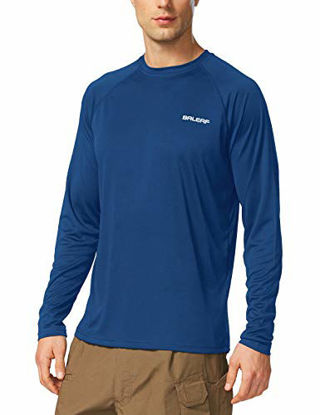 Picture of BALEAF Men's Long Sleeve Shirts Lightweight UPF 50+ Sun Protection SPF T-Shirts Fishing Hiking Running Ocean Blue Size XXL