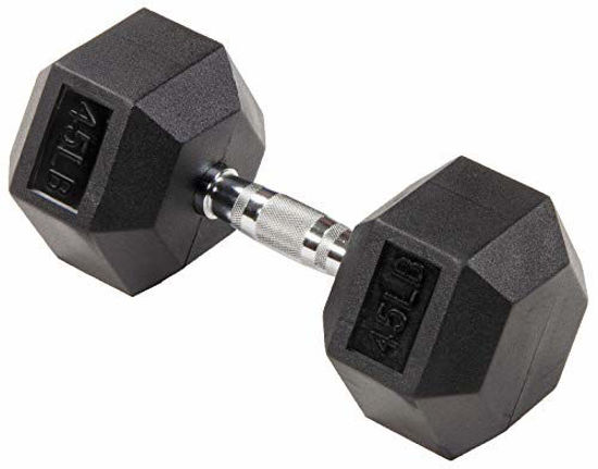 Picture of Sporzon! Rubber Encased Hex Dumbbell, Single, Black