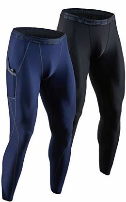 Picture of DEVOPS 2 Pack Men's Compression Pants Athletic Leggings with Pocket (Medium, Black/Navy)