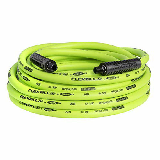 Picture of Flexzilla Air Hose, 3/8 in. x 25 ft, 1/4 in. MNPT Fittings, Heavy Duty, Lightweight, Hybrid, ZillaGreen - HFZ3825YW2