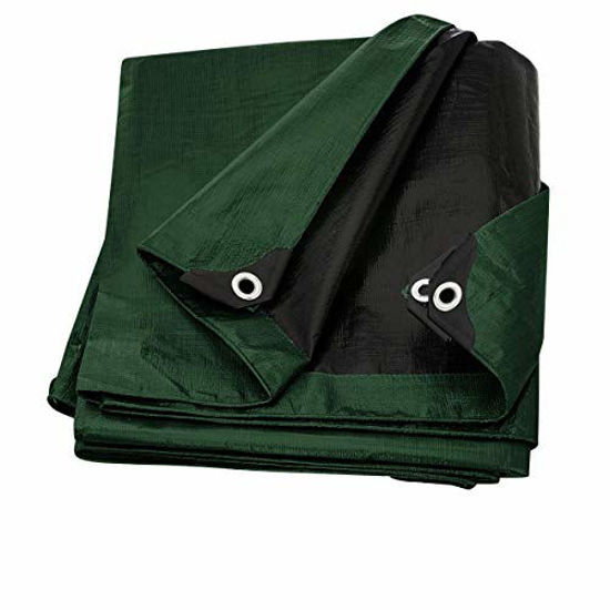 Picture of Trademark Supplies Heavy Duty Thick Material Waterproof Tarp Cover, 10X20-Feet, Green/Black