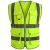 Picture of JKSafety 9 Pockets Class 2 High Visibility Zipper Front Safety Vest With Reflective Strips, Yellow Meets ANSI/ISEA Standards (XX-Large)