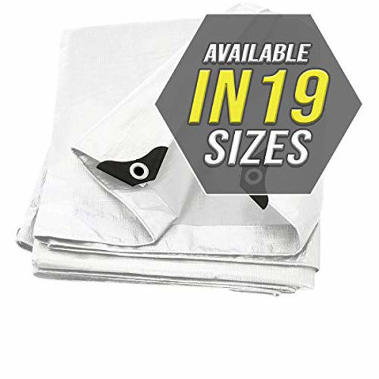 Picture of Tarp Cover White Heavy Duty 25X40 Thick Material, Waterproof, Great for Tarpaulin Canopy Tent, Boat, RV Or Pool Cover (25X40 Heavy Duty Poly Tarp White)