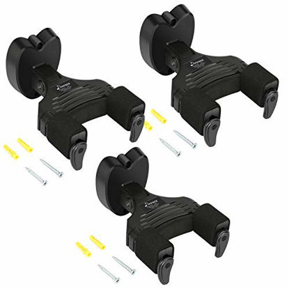 Picture of Donner Locking Guitar Wall Mount 3-Pack, Auto Lock Guitar Wall Hanger For Guitar Bass, Black