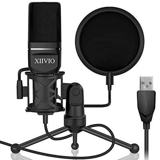 Picture of USB Gaming Condenser Microphone,XIIVIO Plug&Play Computer PC Microphone Mic with Tripod Stand and Pop Filter for Mac/Windows,Recording Voice Over, Streaming Twitch/Podcasting/YouTube