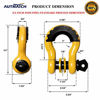 Picture of AUTMATCH Shackles 3/4" D Ring Shackle (2 Pack) 41,887Ibs Break Strength with 7/8" Screw Pin and Shackle Isolator & Washers Kit for Tow Strap Winch Off Road Vehicle Recovery Yellow & Black