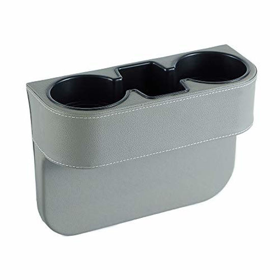 Picture of IOKONE Coin Side Pocket Console Side Pocket Leather Cover Car Cup Holder Auto Front Seat Organizer Cell Mobile Phone Holder (Gray)