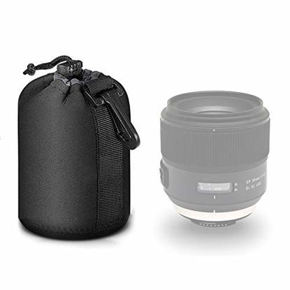 Picture of Selens Black Protective Drawstring Soft Neoprene DSLR Camera Lens Pouch Bag for Sony Nikon Olympus Panasonic, Medium Size