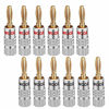 Picture of WGGE WG-009 Banana Plugs Audio Jack Connector, 24k Gold Dual Screw Lock Speaker Connector (6 Pairs (12 Plugs))