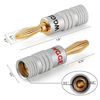 Picture of WGGE WG-009 Banana Plugs Audio Jack Connector, 24k Gold Dual Screw Lock Speaker Connector (6 Pairs (12 Plugs))