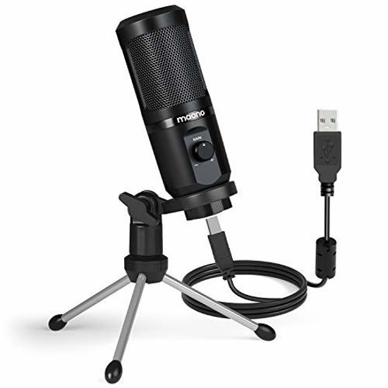 Picture of USB Podcast Microphone with Mic Gain MAONO Cardioid Condenser PC Computer Microphone for Recording, Gaming, Streaming, Voice Over, YouTube, Twitch, Skype, Compatible with Mac Laptop Desktop, PM461TR