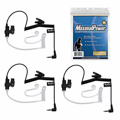 Picture of MaximalPower RHF 617-1N 3.5mm Receiver/Listen ONLY Surveillance Headset Earpiece with Clear Acoustic Coil Tube Earbud Audio Kit for Two-Way Radios, Transceivers and Radio Speaker Mics Jacks (3 Pack)