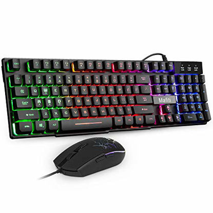 Picture of Mafiti Gaming Keyboard and Mouse Combo, Wired RGB Backlit Computer Keyboard with USB RGB Gaming Mouse Design for Windows PC Laptop Desktop Notebook