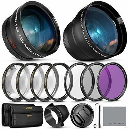 Picture of 55MM Vivitar Essential Lens & Filter Accessory Kit for Nikon AF-P DX 18-55mm and Select Sony Lenses - Bundle with Wide Angle & Telephoto Lenses, Filters Kit.