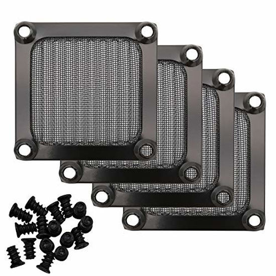 Picture of 60mm Computer Case Fan Filter Grills with Screws, Aluminum Frame Ultra Fine Stainelss Steel Mesh, Black Color - 4 Pack