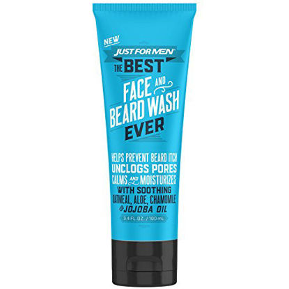 Picture of Just For Men The Best Face & Beard Wash Ever, Mosturizes to help prevent beard itching, Acts like Shampoo for the beard, Made with Oatmeal, Aloe, Chamomile, and Jojoba Oil, 3 Fluid Ounce