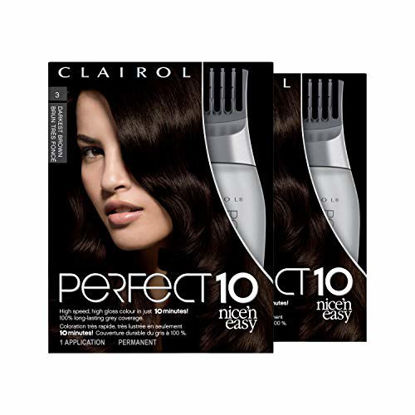 Picture of Clairol Nice'n Easy Perfect 10 Permanent Hair Color, 3 Darkest Brown, Pack of 2