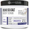 Picture of pureSCRUBS Premium Organic Body Scrub Set - Large 16oz UNSCENTED BODY SCRUB - Dead Sea Salt Infused Organic Essential Oils & Nutrients, INCLUDES Wooden Spoon, Loofah & Organic Exfoliating Bar Soap