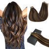 Picture of GOO GOO Remy Hair Extensions Tape in Human Hair Ombre Dark Brown Highlighted Chestnut Brown Ombre Hair Extensions Tape in Hair 20pcs 50g 24inch