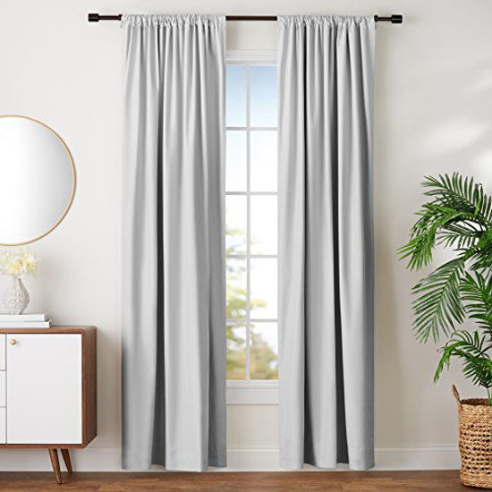 Picture of Amazon Basics Room Darkening Blackout Window Curtains with Tie Backs Set, 42" x 96", Light Grey