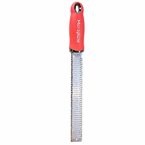 Picture of Microplane 46825 Premium Zester Grater - made in USA stainless steel blade - for Zesting Citrus and Grating Cheese - Soft Touch Handle - Coral