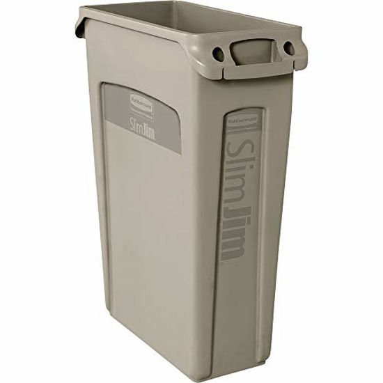 Picture of Rubbermaid Commercial Products-FG354060 Slim Jim Trash Can Waste Bin with Venting Channels, Beige, (Pack of 4)