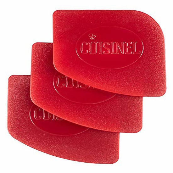 Picture of Pan Scraper Tool - Flexible Cleaning Utensil for Cast Iron Skillets, Cookware, Pans and Pots - Small Durable Bench Dough Scraper - Pack of 3