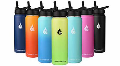 Picture of Hydro Cell Stainless Steel Water Bottle w/ Straw & Wide Mouth Lids (40oz 32oz 24oz 18oz) - Keeps Liquids Hot or Cold with Double Wall Vacuum Insulated Sweat Proof Sport Design (Army 24 oz)