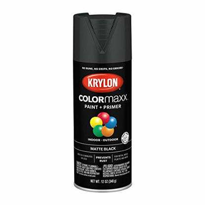 Picture of Krylon K05592007 COLORmaxx Spray Paint and Primer for Indoor/Outdoor Use, Matte Black