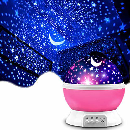 Picture of Star Projector, MOKOQI Night Light Lamp Fun Gifts for 1-4-6-14 Year Old Girls and Boys Rotating Star Sky Moon Light Projector for Kids Bedroom Decor (Pink)