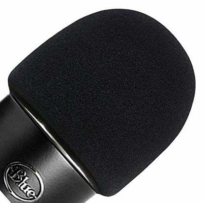 Picture of ienza Windscreen for Blue Yeti Foam - Also Fits Other Large Microphones Such as MXL, Audio Technica and More - Quality Sponge Material to Act as a Pop Filter for Your Mic (Black)