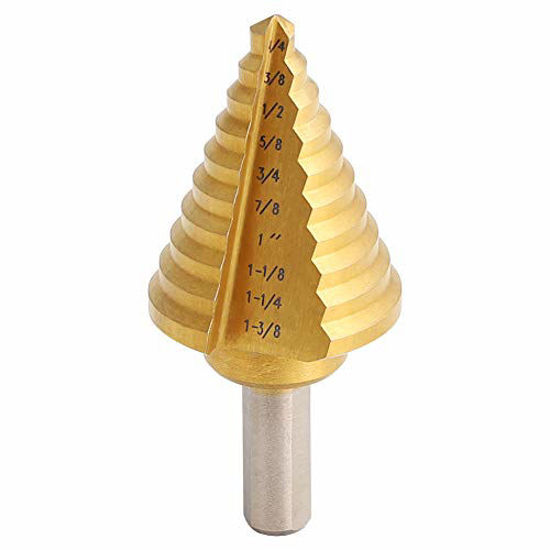 Picture of COMOWARE Step Drill Bit - Titanium Coated, Double Cutting Blades, High Speed Steel, Short Length Drill Bit, Total 10 Sizes