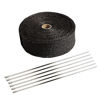 Picture of SunplusTrade 2" x 50' Black Exhaust Heat Wrap Roll for Motorcycle Fiberglass Heat Shield Tape with Stainless Ties