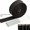 Picture of SunplusTrade 2" x 50' Black Exhaust Heat Wrap Roll for Motorcycle Fiberglass Heat Shield Tape with Stainless Ties