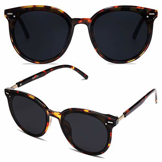 Picture of SOJOS Classic Round Retro Plastic Frame Vintage Large Sunglasses BLOSSOM SJ2067 with Tortoise Frame/Grey Lens