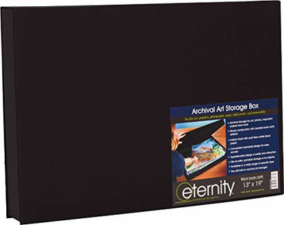 Picture of HG Concepts Art Photo Storage Box Eternity Archival Clamshell Box for Storing Artwork, Photos & Documents Deluxe Acid-Free Sturdy & Lined with Archival Paper - [Black - 13" x 19"]