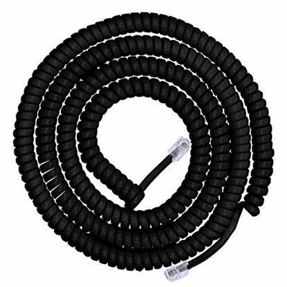 Picture of Power Gear Coiled Telephone Cord, 12 Feet, Phone Cord works with All Corded Landline Phones, For Use in Home or Office, Black, 27639