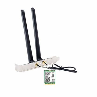 Picture of Wi-Fi 6 (Gig+) Desktop Kit, AX200, 2230, 2x2 AX+BT, Includes RF Cable (11 inch), 5dBi High Gain Antennas and Brackets