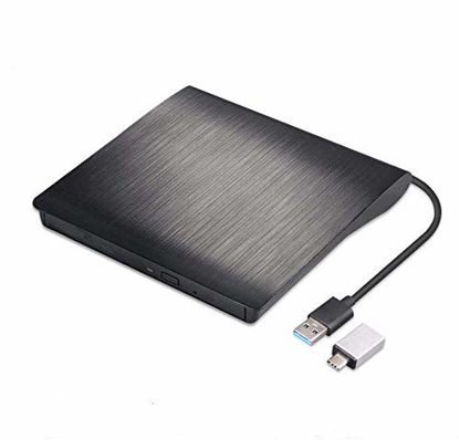 Picture of Lightscribe External CD DVD Drive Burner, USB 3.0 Type-c Ultra-Slim Portable Optical Drive CD DVD +/-RW ROM Reader Compatible with PC Laptop Desktop MacBook Mac Windows 7/8.1/10 Linux