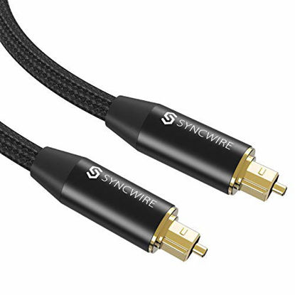 Picture of Syncwire Optical Audio Cable, 6.6Ft/2M - Flexible Nylon Braided Toslink Port Digital Optical Cable with 24K Gold-Plated Connectors for Soundbar, Smart TV, PS4, Xbox, DVD/CD, Home Theater and More