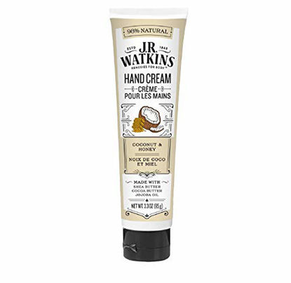 Picture of J.R. Watkins Natural Moisturizing Hand Cream, Coconut, Hydrating Hand Moisturizer with Shea Butter, Cocoa Butter, and Avocado Oil, USA Made and Cruelty Free, 3.3oz