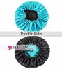 Picture of ELIHAIR Stain Bonnet Silky Sleep Cap Adjustable Satin Cap for Night Sleeping Hair Bonnet Reversible Double Layer Peacock Blue/Black