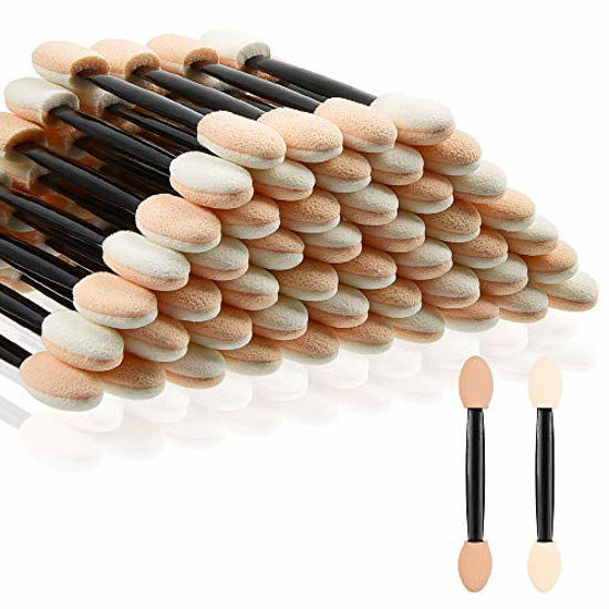 Picture of Eyeshadow Applicators,MORGLES Eyeshadow Brush Sponge Applicator 50pcs Disposable Eyeshadow Brush Eyeshadow Sponge Brush Eye Makeup Applicators(Black)