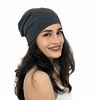 Picture of Satin Bonnet Lined Sleeping Beanie Hat Bamboo Headwear Frizzy Natural Hair Nurse Cap for Women and Men (Dark Gray)