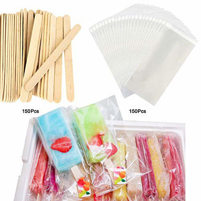 Picture of Wellood Popsicle Sticks and Bags 150 Pcs Popsicle Sticks and 150 Pcs Bags(Vacuum Packing)