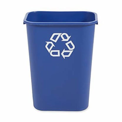 Picture of Rubbermaid Commercial Products Fg295773Blue Plastic Resin Deskside Recycling Can, 10 Gallon/41 Quart, Blue Recycling Symbol