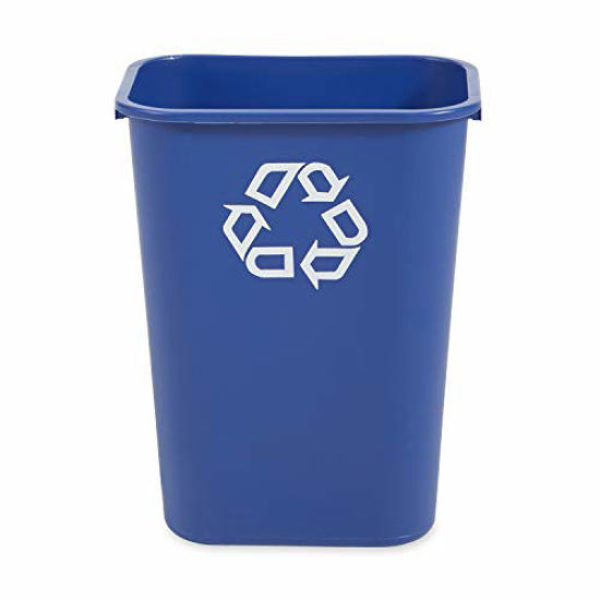 Picture of Rubbermaid Commercial Products Fg295773Blue Plastic Resin Deskside Recycling Can, 10 Gallon/41 Quart, Blue Recycling Symbol